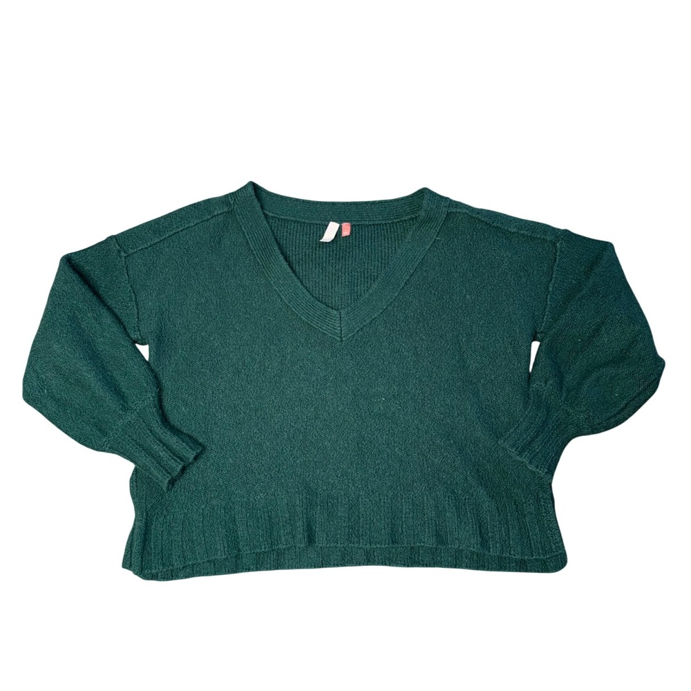 Pilcro V-Neck Sweater Womens‎ Small Green Lantern Sleeve Knit Anthropologie